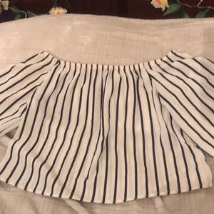 White and black off the shoulder top